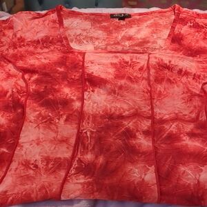 Sami & Jo Orange and Red Boxy Small Sleeve Blouse